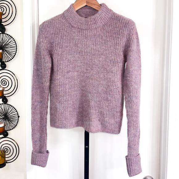 Topshop Womens Wool Alpaca Blend Mock Neck Sweater - Purple, Size 4 - Picture 7 of 7